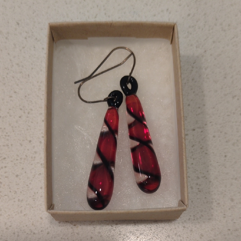 Glass Teardrop Earrings with Matching Pendant Necklace